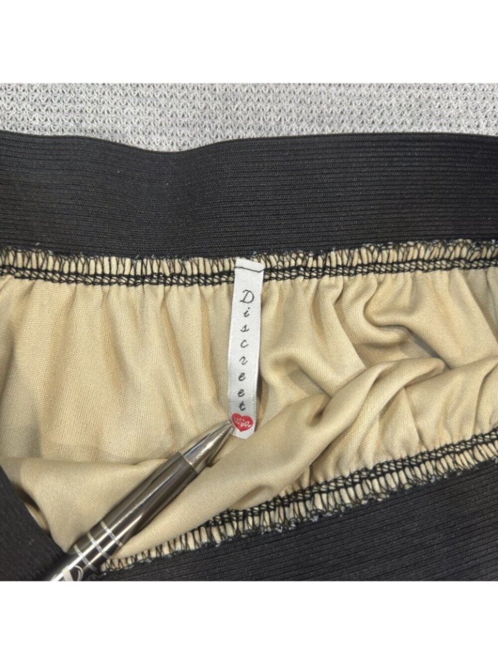 Discreet Maxi Skirt M Pull On Side Slits Elastic Waist Chevron Black Cream Tan - Picture 7 of 16